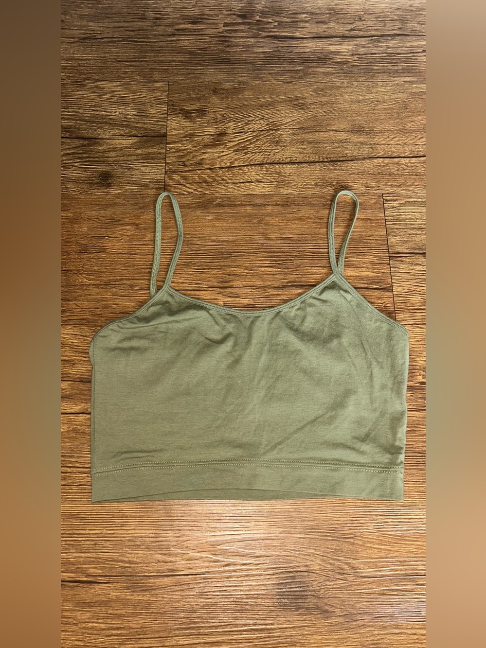 Amazon Olive Spaghetti Strap Crop Top